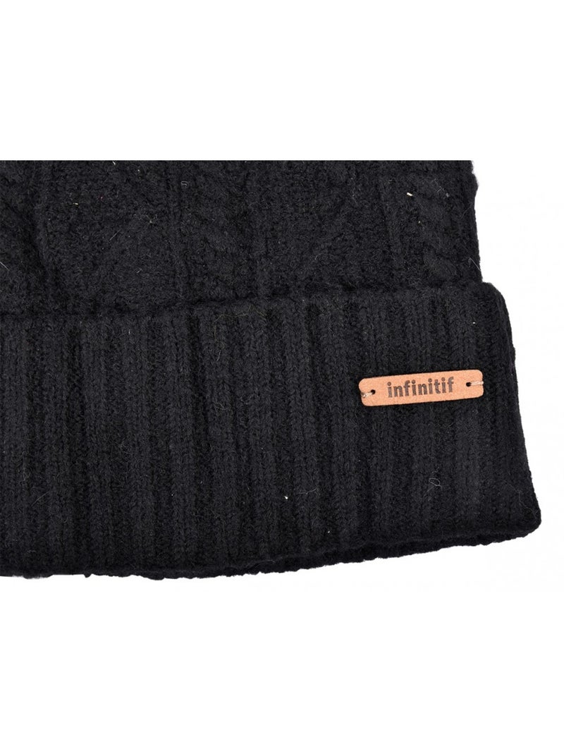 Gorro Pompon INFINITF Mulher Preto - Kiabi