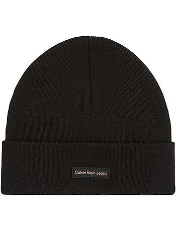 Gorro preto feminino calvin klein jeans patch beanie