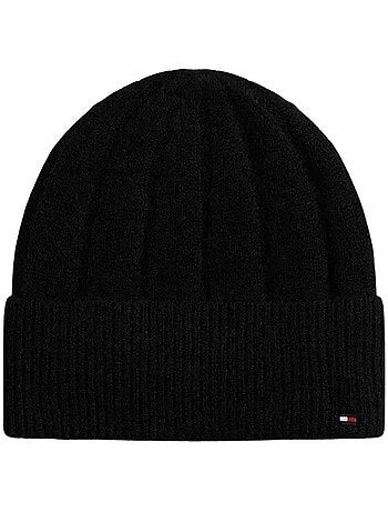 Gorro preto tommy hilfiger flag fluffy para mulher