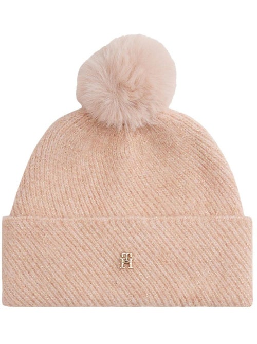 Gorro Rosa Feminino Tommy Hilfiger com Pompom - Kiabi Gorro Rosa Feminino Tommy Hilfiger com Pompom - Kiabi