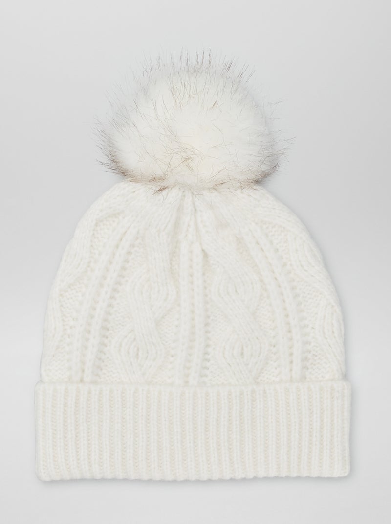 Gorro torcido com pompom BEGE - Kiabi