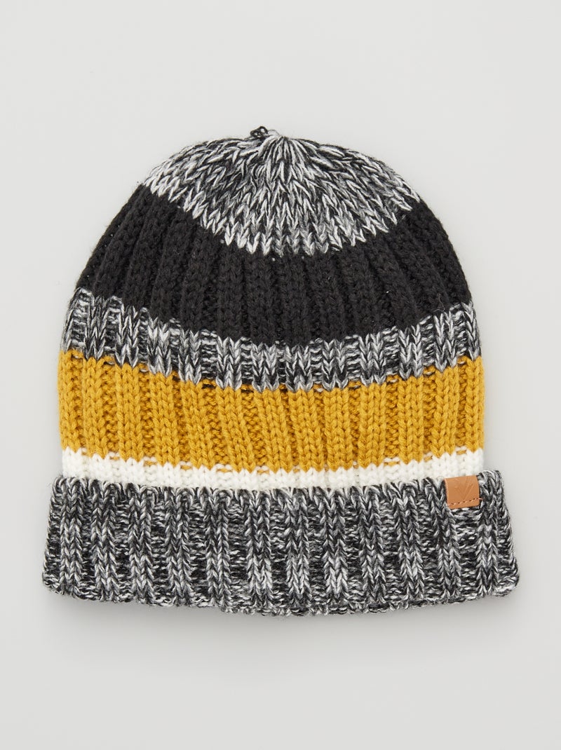 Gorro tricolor às riscas BEGE - Kiabi