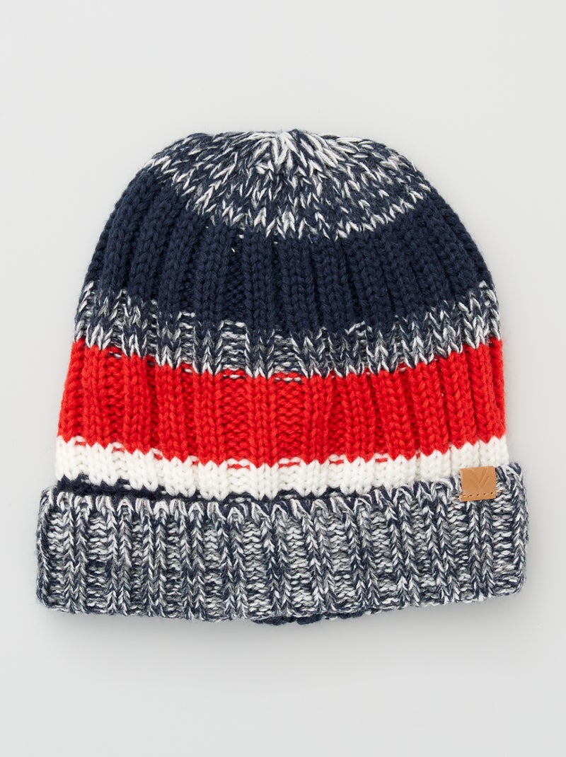 Gorro tricolor às riscas Vermelho / Preto - Kiabi