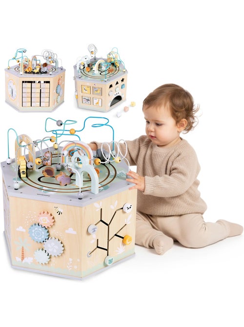 Grande cubo de atividades madeira montessori comboio alfabeto mamabrum - Kiabi Grande cubo de atividades madeira montessori comboio alfabeto mamabrum - Kiabi
