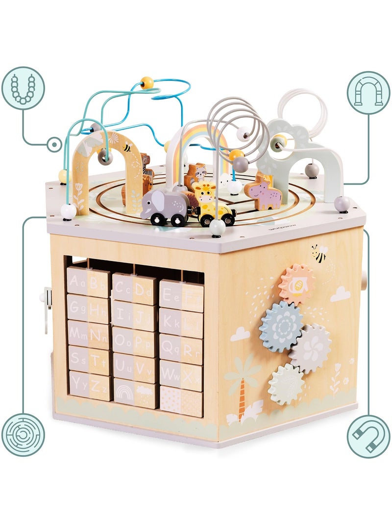 Grande cubo de atividades madeira montessori comboio alfabeto mamabrum N/D - Kiabi
