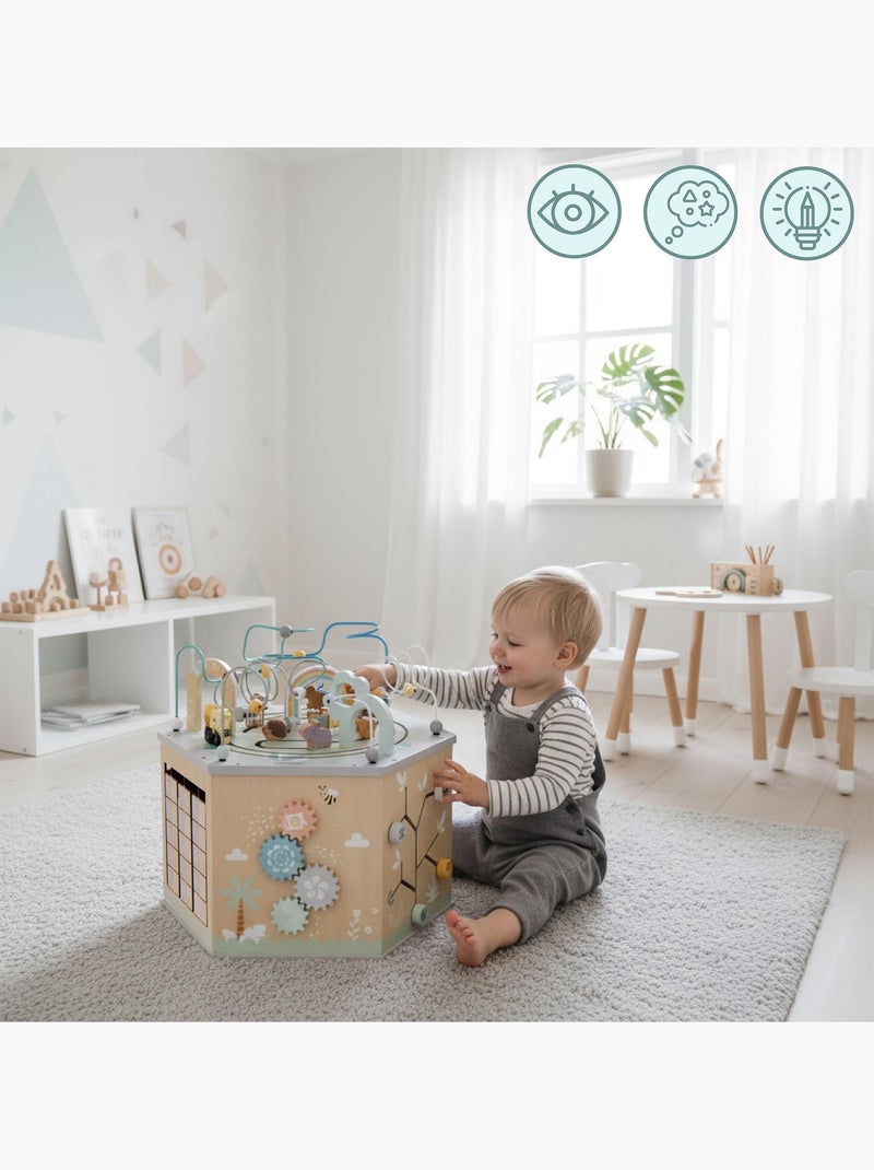 Grande cubo de atividades madeira montessori comboio alfabeto mamabrum N/D - Kiabi