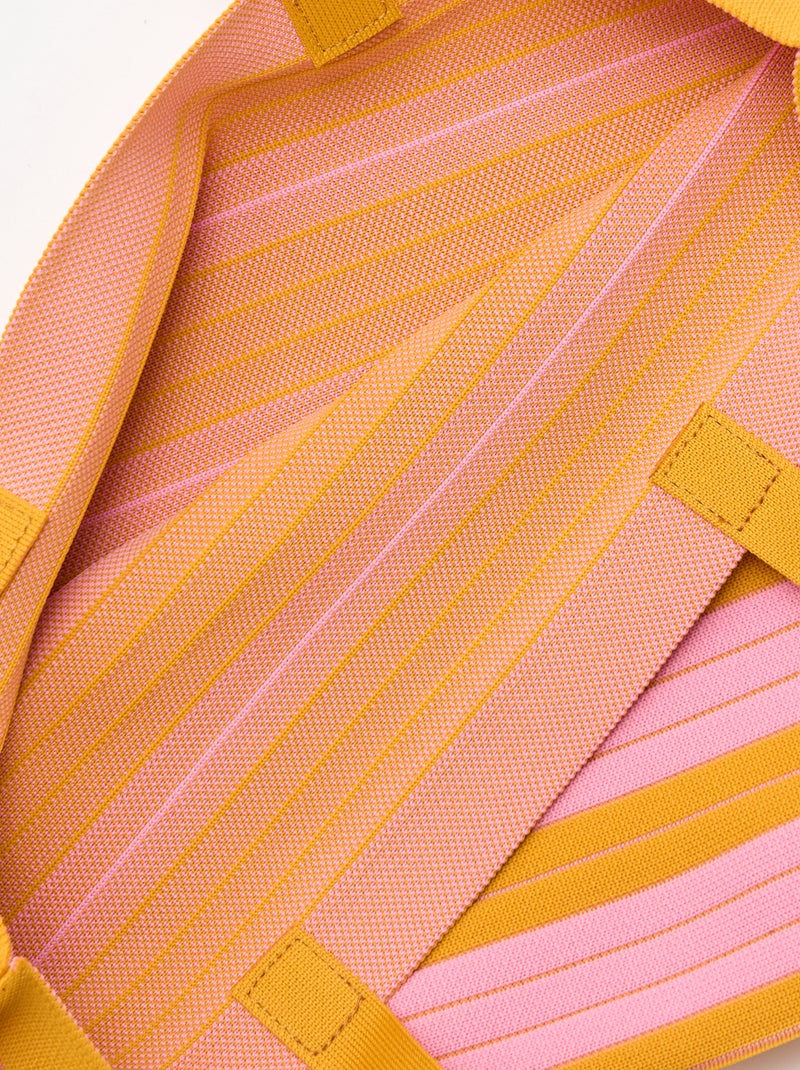 Grande saco de cabas às riscas Amarelo - Kiabi