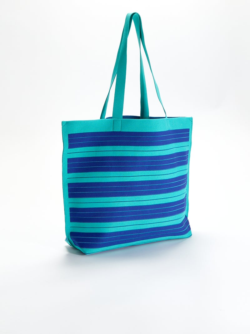 Grande saco de cabas às riscas Azul - Kiabi