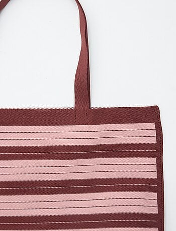 Grande saco de cabas às riscas