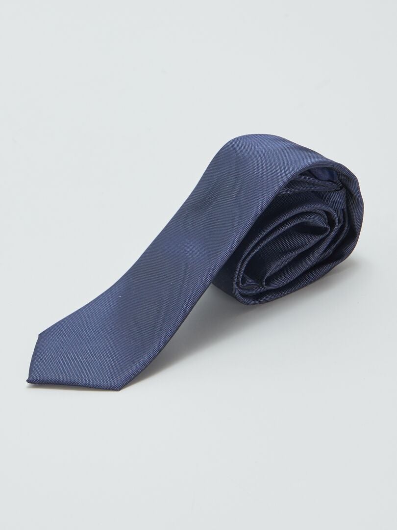 Gravata lisa texturada Azul - Kiabi
