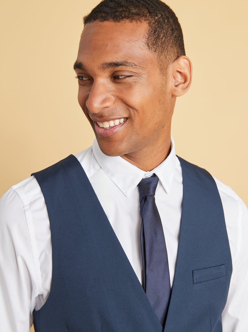 Gravata lisa texturada Azul - Kiabi