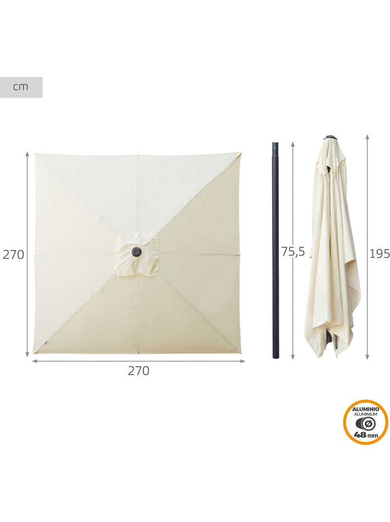 Guarda-chuva de jardim 270x270 cm com proteção UV50 Aktive Creme - Kiabi