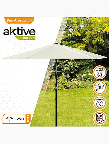 Guarda-chuva de jardim hexagonal Ø270 cm com sistema de polia dupla Aktive