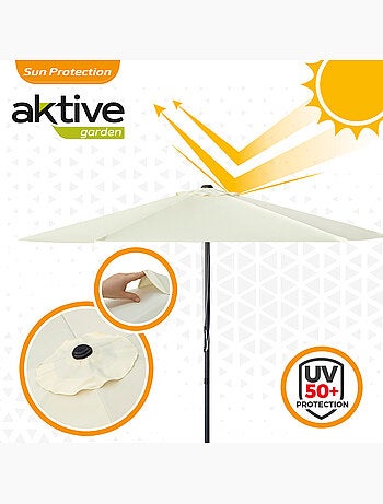 Guarda-chuva de jardim hexagonal Ø270 cm com sistema de polia dupla Aktive