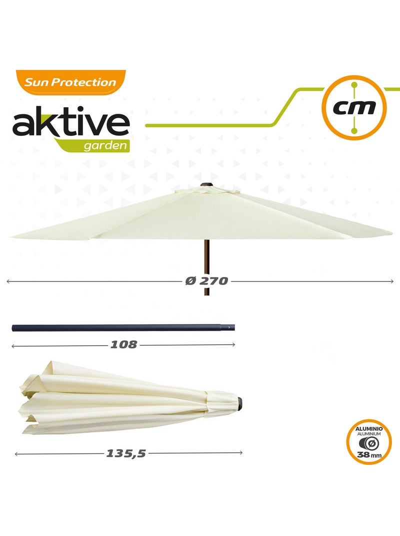 Guarda-chuva de jardim hexagonal Ø270 cm com sistema de polia dupla Aktive Creme - Kiabi