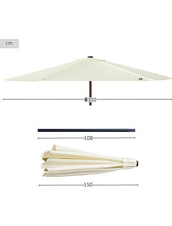 Guarda-chuva de jardim hexagonal Ø300 cm com sistema de roldana dupla Aktive