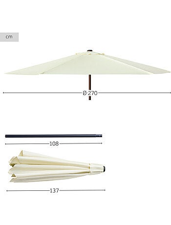 Guarda-chuva para terraço e jardim Ø270 cm com proteção UV50 Aktive
