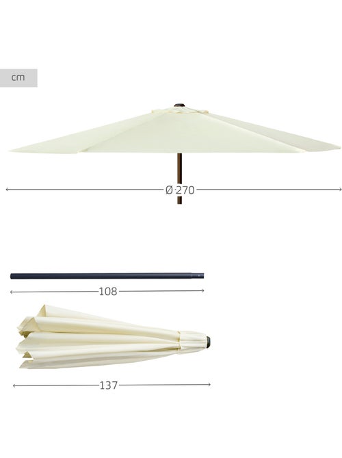 Guarda-chuva para terraço e jardim Ø270 cm com proteção UV50 Aktive - Kiabi
