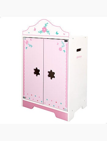 Guarda-roupa de madeira para bonecas com cabides woomax