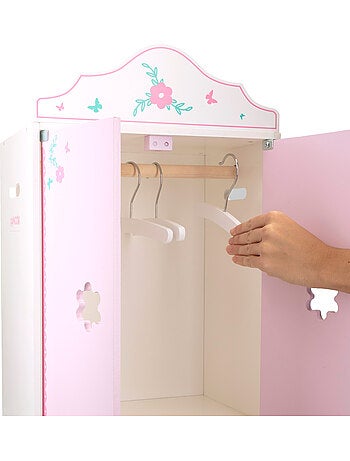 Guarda-roupa de madeira para bonecas com cabides woomax