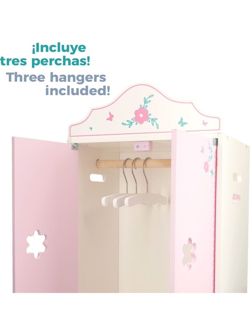 Guarda-roupa de madeira para bonecas com cabides woomax N/D - Kiabi