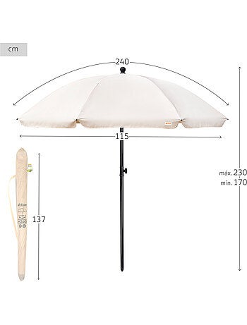 Guarda-sol de jardim com protetor solar 240 cm bege aktive garden