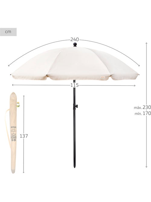 Guarda-sol de jardim com protetor solar 240 cm bege aktive garden - Kiabi