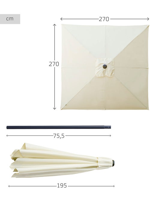 Guarda-sol quadrado 270x270 cm inclinável Aktive - Kiabi