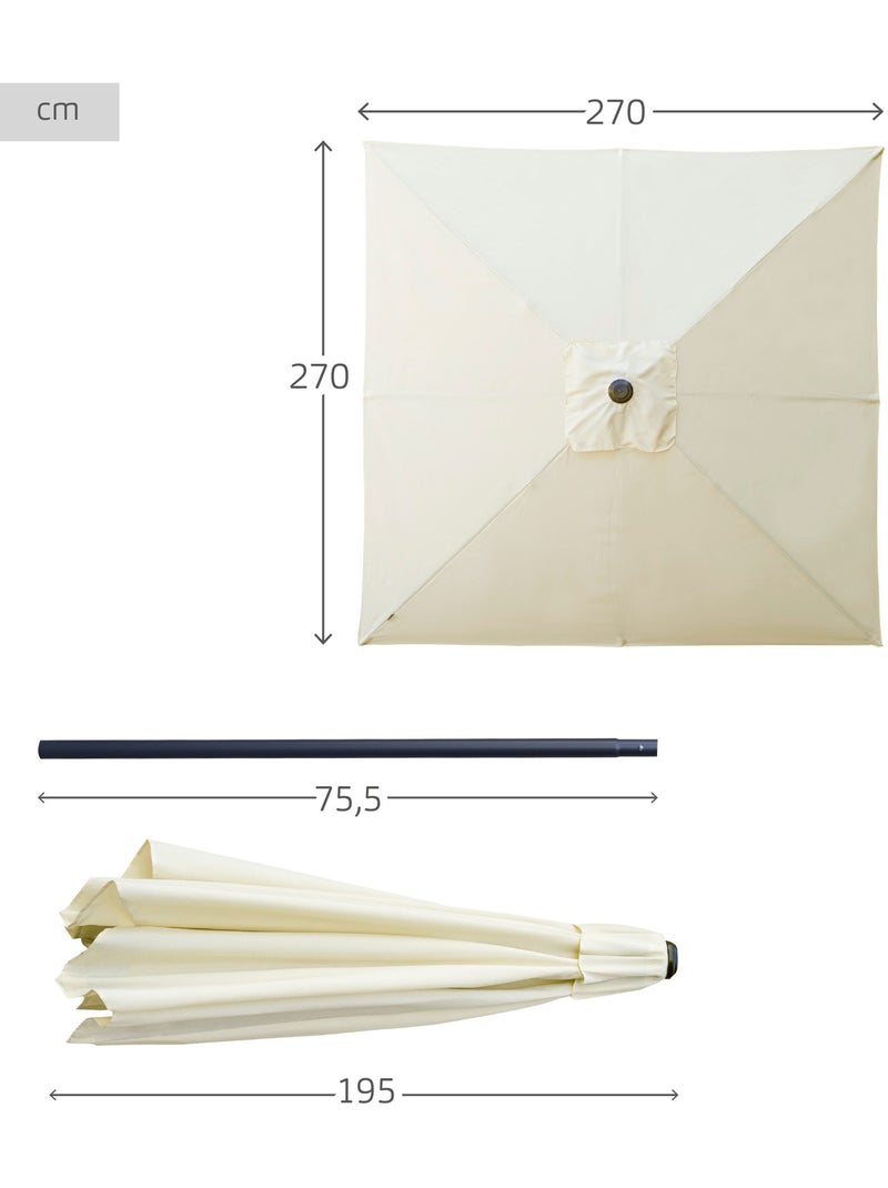 Guarda-sol quadrado 270x270 cm inclinável Aktive Creme - Kiabi