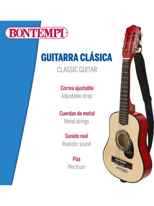 Guitarra clássica de brinquedo de madeira 75 cm com alça bontempi - Kiabi