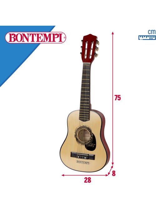 Guitarra clássica de brinquedo de madeira 75 cm com alça bontempi - Kiabi