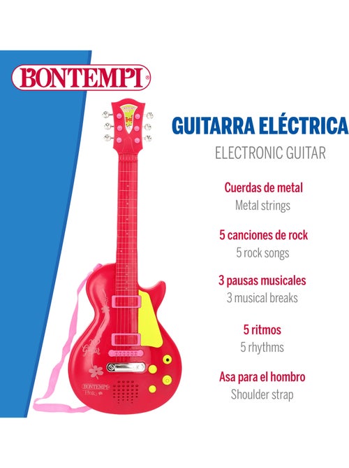 Guitarra eléctrica de brinquedo rosa e vermelha 56 cm bontempi - Kiabi