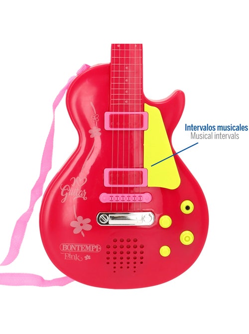 Guitarra eléctrica de brinquedo rosa e vermelha 56 cm bontempi - Kiabi