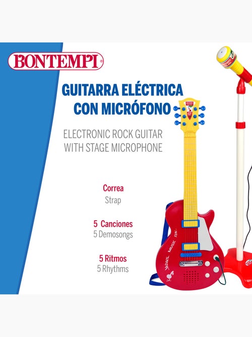 Guitarra elétrica de brinquedo 55 cm c/microfone de suporte bontempi - Kiabi