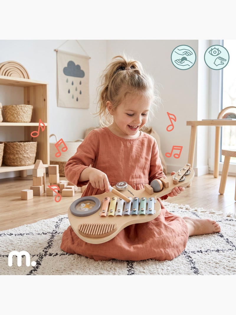 Guitarra sensorial madeira infantil carilhao tambor baqueta mamabrum N/D - Kiabi