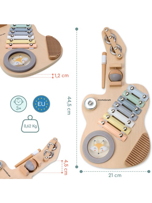 Guitarra sensorial madeira infantil carilhao tambor baqueta mamabrum - Kiabi Guitarra sensorial madeira infantil carilhao tambor baqueta mamabrum - Kiabi