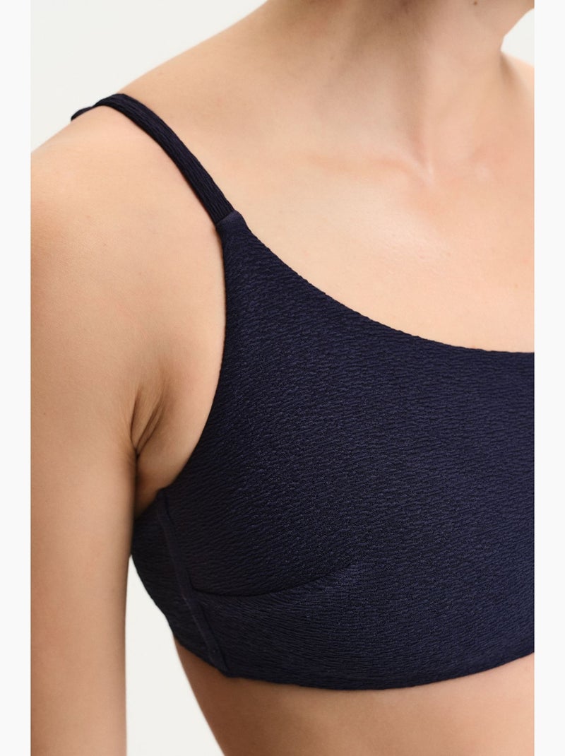 Hailey top de biquíni de um ombro texturizado penti Azul-marinho - Kiabi