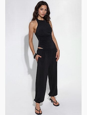 Halter neck fitted bodysuit with draped detail hiccup