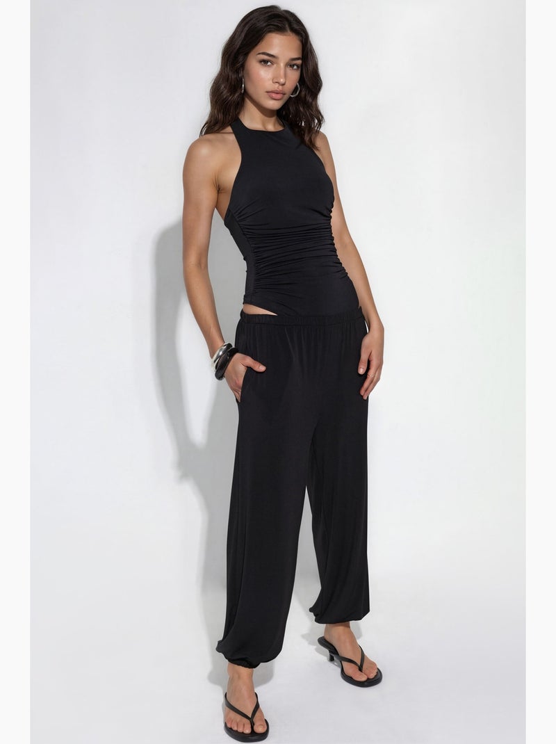 Halter neck fitted bodysuit with draped detail hiccup Preto - Kiabi