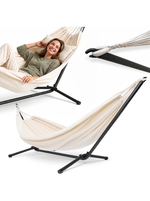 Hamac de jardim com estrutura metálica – espaço de descanso pronto a usar - Kiabi Hamac de jardim com estrutura metálica – espaço de descanso pronto a usar - Kiabi