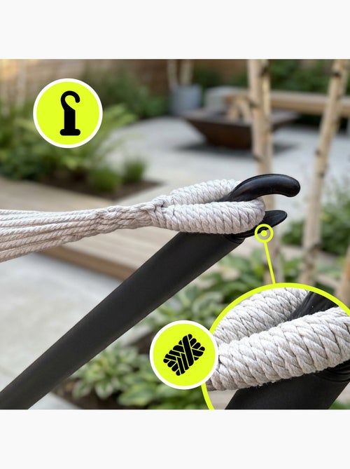 Hamac de jardim com estrutura metálica – espaço de descanso pronto a usar - Kiabi Hamac de jardim com estrutura metálica – espaço de descanso pronto a usar - Kiabi