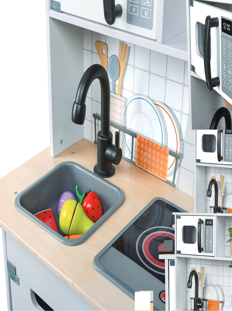 Hape - cozinha infantil interativa em madeira - 60 x 91,8 x 30 cm - a partir de 3 anos Cinza - Kiabi