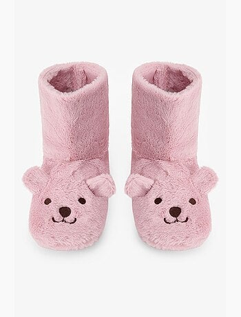 Happy bear pantufa de casa com bordado de animal penti