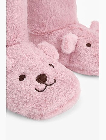 Happy bear pantufa de casa com bordado de animal penti