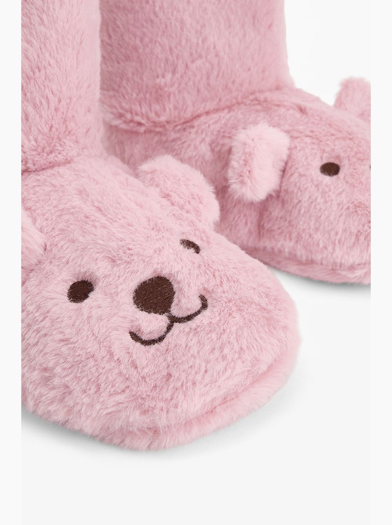 Happy bear pantufa de casa com bordado de animal penti Rosa-claro - Kiabi