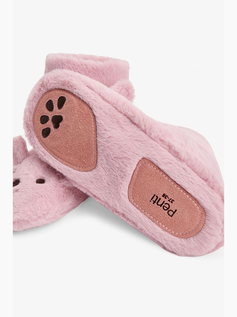 Happy bear pantufa de casa com bordado de animal penti Rosa-claro - Kiabi