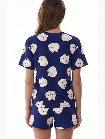 Happy cats conjunto de pijama com padrão de gatos, manga curta e calção penti