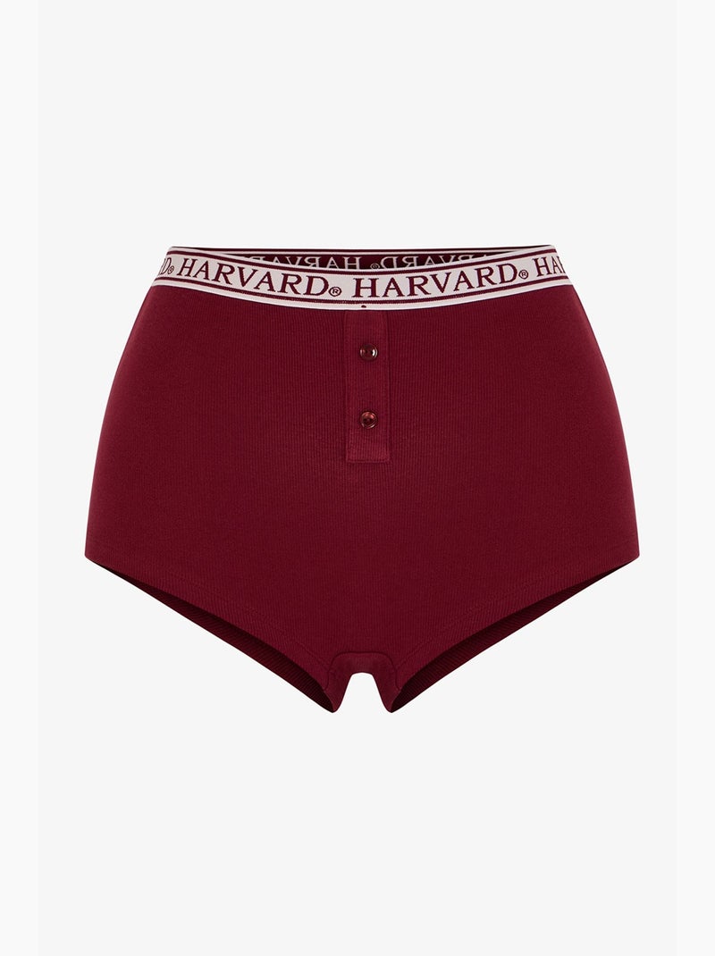 Harvard cueca boyshort de cintura alta penti Vermelho bordô - Kiabi
