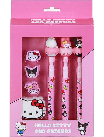 Hello Kitty Mix Pack de 3 Lápis Eternos + 3 Borrachas + Apontador, Rosa