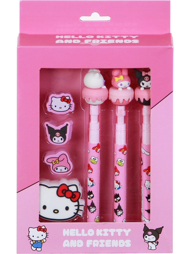 Hello Kitty Mix Pack de 3 Lápis Eternos + 3 Borrachas + Apontador, Rosa Rosa - Kiabi